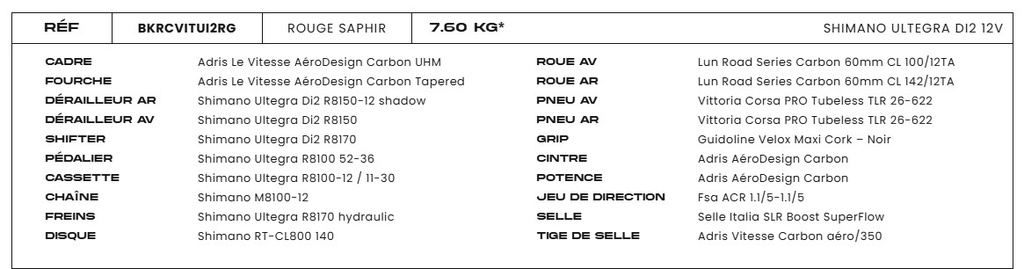 Adris Le Vitesse Shimano Ultegra Di2 Rouge Saphire