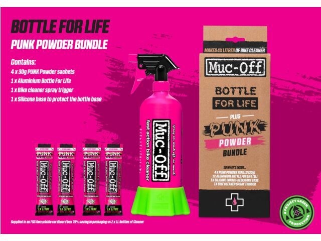 Muc Off Punk pack powder cleaner 4 pack + Bottle