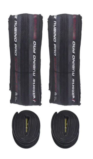 Pack 2 pneus Vittoria Rubino pro graphene 700x25 + 2 chambres à air
