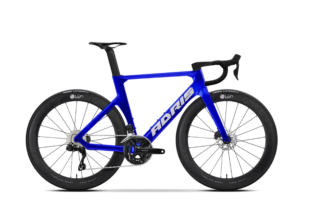 Adris Le Vitesse Shimano 105 Di2 2X 12V Bleu Chrome Lun Carbone