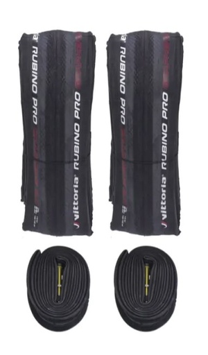 Pack 2 pneus Vittoria Rubino pro graphene 700x25 + 2 chambres à air
