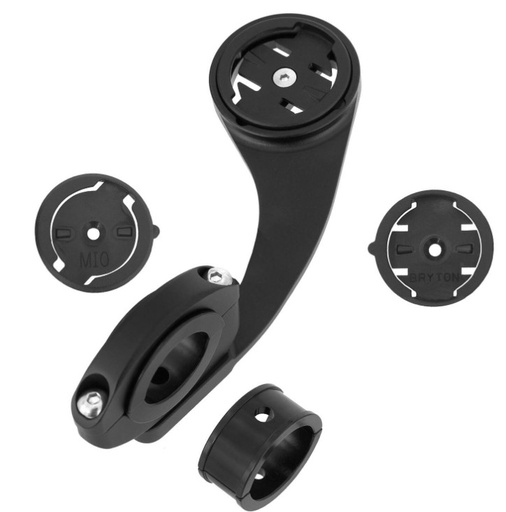 [THV046526] Trivio - Support GPS Déporté pour Garmin / Wahoo / Bryton Ø31.8MM (+Shim Ø25.4/22.2MM) Aluminium Noir